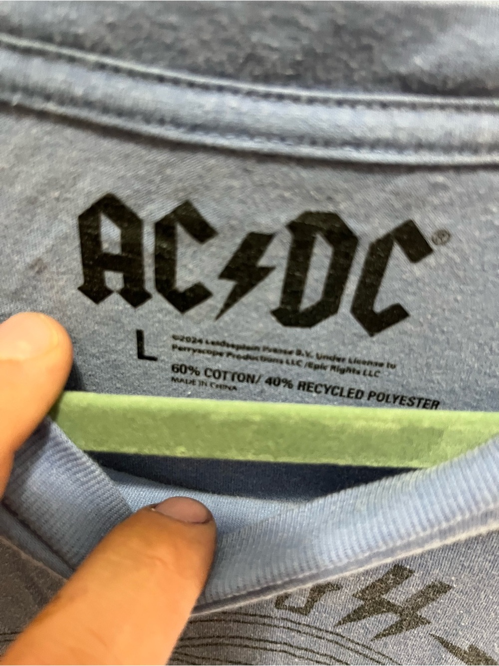 AC/DC Light Blue High Voltage Graphic Short Sleeve Tee - Picture 3 of 3
